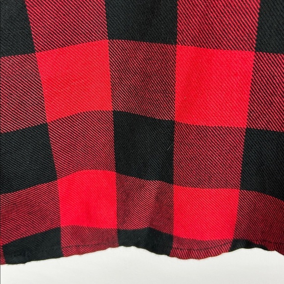 Hot Topic Plaid Spine Back Woven Button-Up Long Sleeve Shirt Large Red Black - Picture 9 of 12